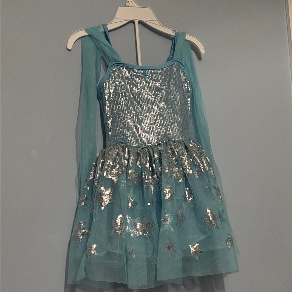A Wish Come True Teal Sequin Star Tulle Costume Dress